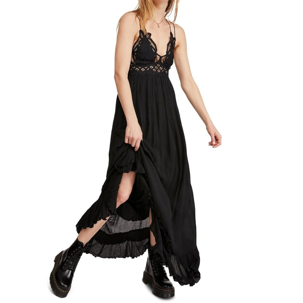 NWT Free People Adella Maxi Dress Black Medium